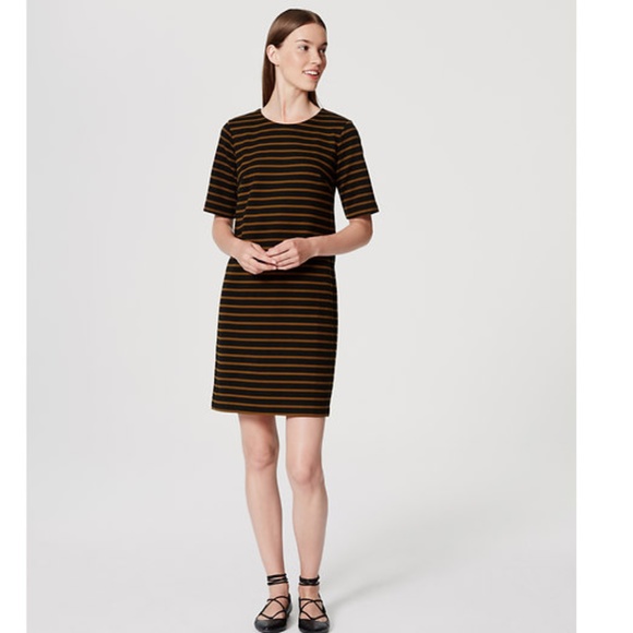 LOFT Dresses & Skirts - LOFT Striped Ottoman Striped Shift Tee Dress Small